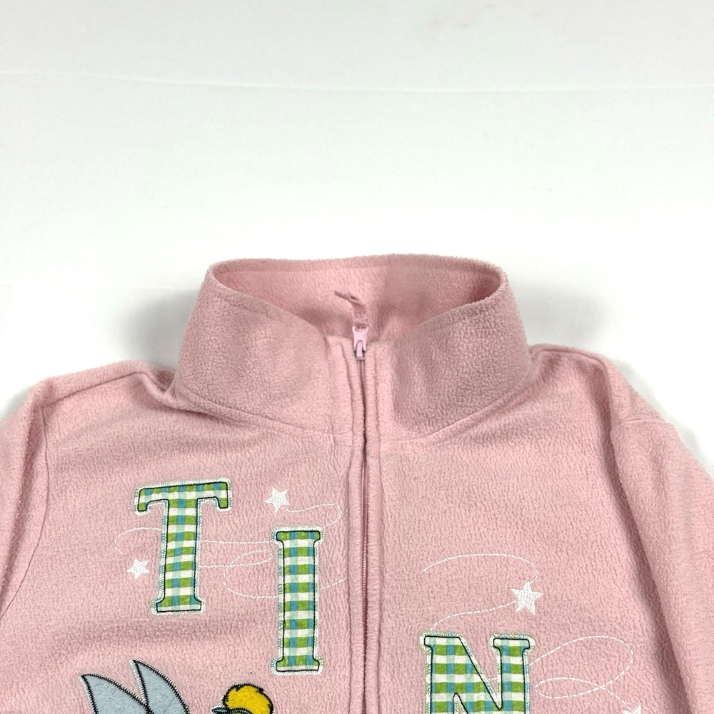 Disney Tinker Bell Pink Fleece Full Zip Womens Fleece Jacket Cardigan Sweater XL - Picture 6 of 12